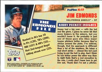1996 Topps - Profiles by Kirby Puckett AL #AL-13 Jim Edmonds Back