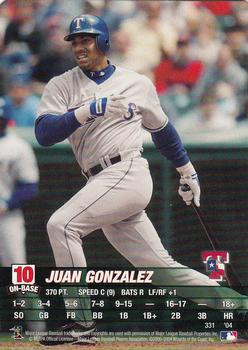 2004 MLB Showdown #331 Juan Gonzalez Front