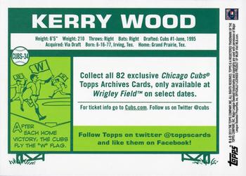 2013 Topps Archives Chicago Cubs #CUBS-34 Kerry Wood Back