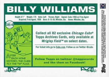 2013 Topps Archives Chicago Cubs #CUBS-46 Billy Williams Back