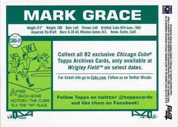 2013 Topps Archives Chicago Cubs #CUBS-51 Mark Grace Back