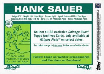 2013 Topps Archives Chicago Cubs #CUBS-56 Hank Sauer Back