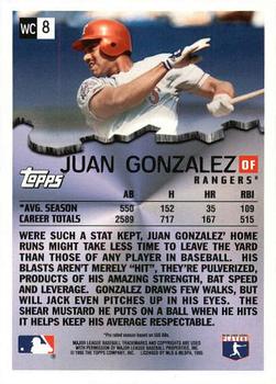 1996 Topps - Wrecking Crew #WC8 Juan Gonzalez Back