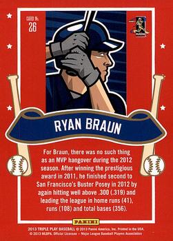 2013 Panini Triple Play - All-Stars #26 Ryan Braun Back