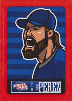 2013 Panini Triple Play - Stickers Red #7 Chris Perez Front