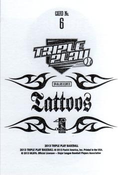 2013 Panini Triple Play - Tattoos #6 Yu Darvish Back