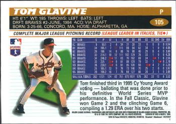 1996 Topps Chrome #105 Tom Glavine Back