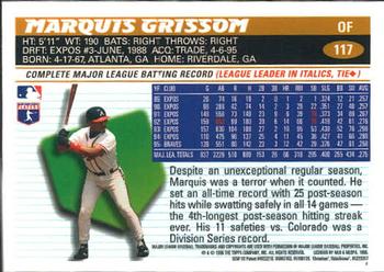 1996 Topps Chrome #117 Marquis Grissom Back