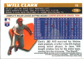 1996 Topps Chrome #118 Will Clark Back