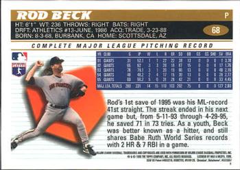 1996 Topps Chrome #68 Rod Beck Back