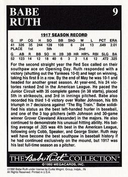 1992 Megacards Babe Ruth #9 Defeats Walter Johnson for 6th Time Back