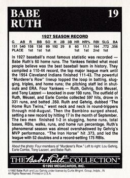 1992 Megacards Babe Ruth #19 The Best Baseball Team in History Back