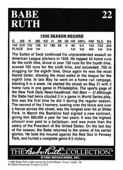 1992 Megacards Babe Ruth #22 Bam Bams Nine in a Week Back