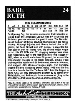 1992 Megacards Babe Ruth #24 Blasts Over 40 Homers for 11th Time Back