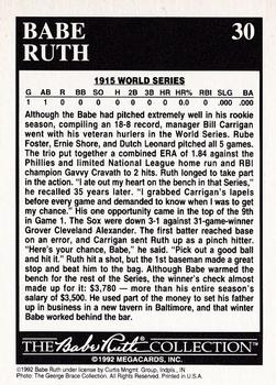 1992 Megacards Babe Ruth #30 Warms Bench after 18-8 Season Back