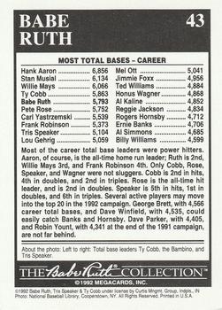 1992 Megacards Babe Ruth #43 Lifetime - 5,793 Total Bases Back