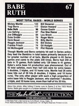 1992 Megacards Babe Ruth #67 World Series - 96 Total Bases Back