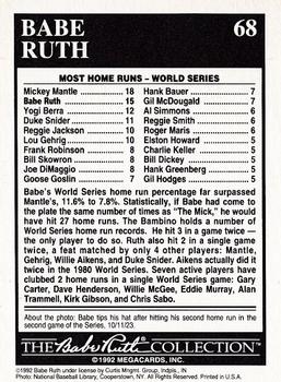 1992 Megacards Babe Ruth #68 World Series - 15 Home Runs Back