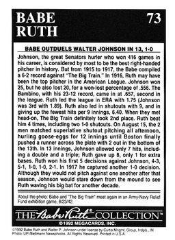 1992 Megacards Babe Ruth #73 Babe Derails Big Train Back