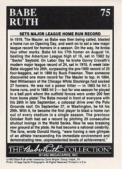 1992 Megacards Babe Ruth #75 Babe's First Home Run Record - 29  Back