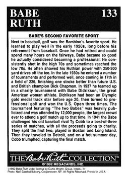 1992 Megacards Babe Ruth #133 The Babe on the Links Back