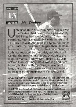 1995 Megacards Babe Ruth #13 Mr. Yankee Back