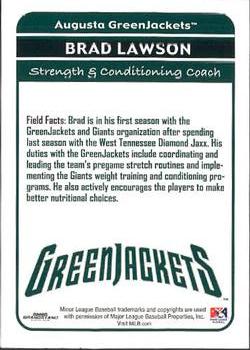 2012 Grandstand Augusta GreenJackets #NNO Brad Lawson Back