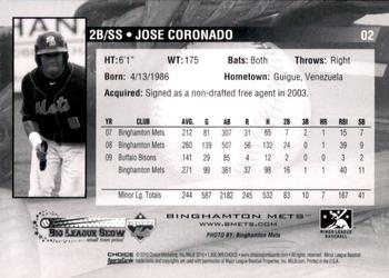 2010 Choice Binghamton Mets #2 Jose Coronado Back