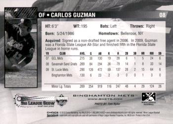 2010 Choice Binghamton Mets #8 Carlos Guzman Back