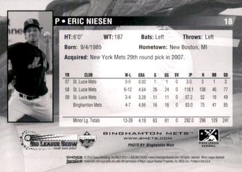 2010 Choice Binghamton Mets #18 Eric Niesen Back
