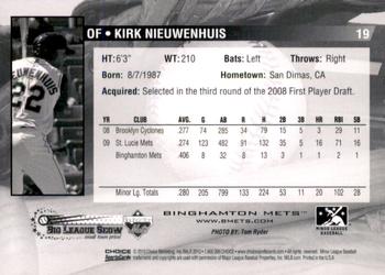 2010 Choice Binghamton Mets #19 Kirk Nieuwenhuis Back
