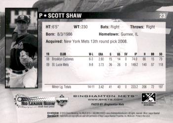 2010 Choice Binghamton Mets #23 Scott Shaw Back