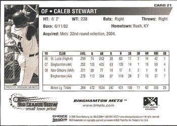 2009 Choice Binghamton Mets #21 Caleb Stewart Back