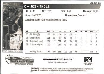 2009 Choice Binghamton Mets #23 Josh Thole Back