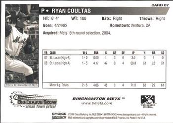 2009 Choice Binghamton Mets #7 Ryan Coultas Back