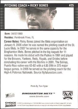 2007 Choice Binghamton Mets #25 Ricky Bones Back