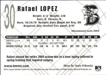 2005 Grandstand Binghamton Mets #NNO Rafael Lopez Back