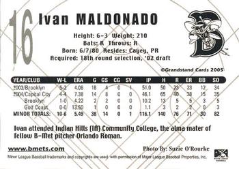 2005 Grandstand Binghamton Mets #NNO Ivan Maldonado Back