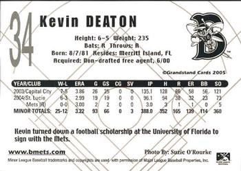 2005 Grandstand Binghamton Mets #NNO Kevin Deaton Back