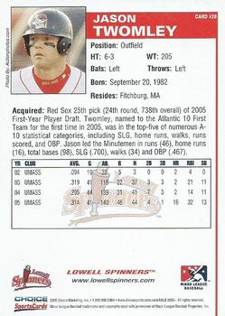 2005 Choice Lowell Spinners #28 Jason Twomley Back