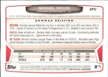 2013 Bowman - Prospects Silver Ice #BP47 Michael Taylor Back