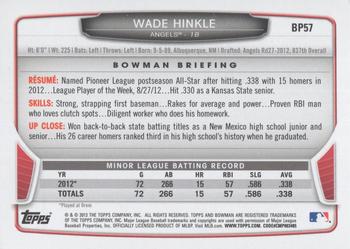 2013 Bowman - Prospects Silver Ice #BP57 Wade Hinkle Back