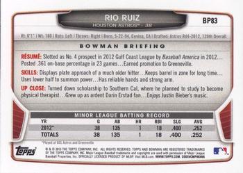 2013 Bowman - Prospects Silver Ice #BP83 Rio Ruiz Back