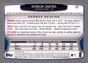 2013 Bowman - Silver Ice #17 Starlin Castro Back