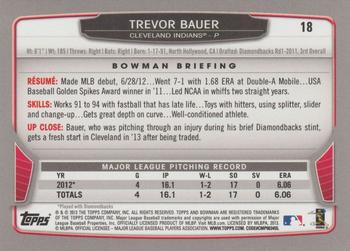 2013 Bowman - Silver Ice #18 Trevor Bauer Back