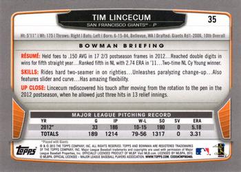 2013 Bowman - Silver Ice #35 Tim Lincecum Back