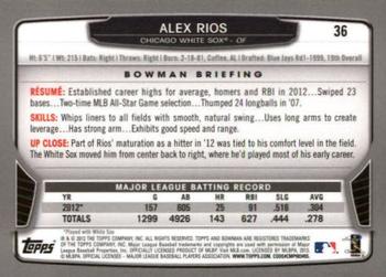 2013 Bowman - Silver Ice #36 Alex Rios Back