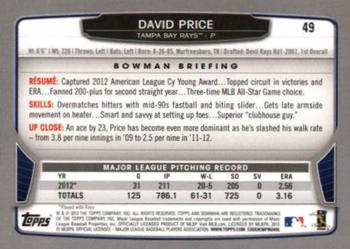 2013 Bowman - Silver Ice #49 David Price Back