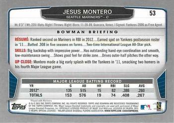 2013 Bowman - Silver Ice #53 Jesus Montero Back
