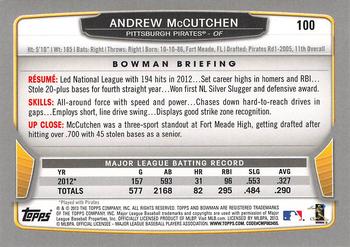 2013 Bowman - Silver Ice #100 Andrew McCutchen Back